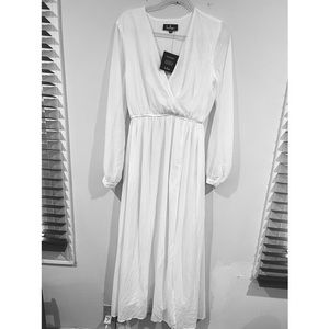 Wondrous Water Lilies White Maxi Dress